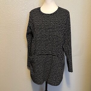 NANSO Grid Plaid Long Sleeve Tunic Cotton Stretchy L